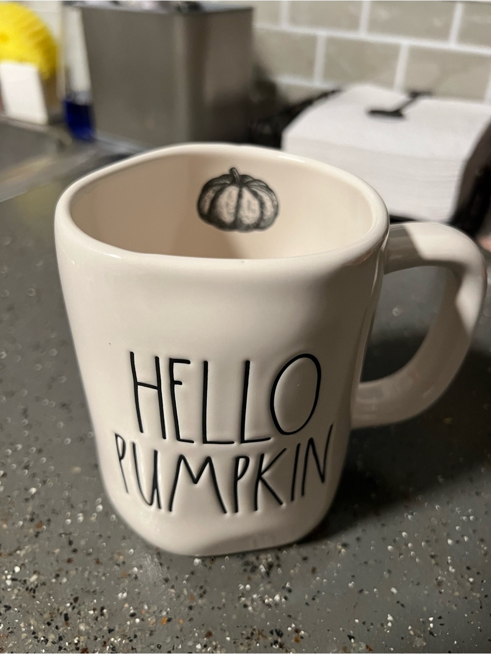 White "Hello Pumpkin" Rae Dunn Halloween Ceramic Mug